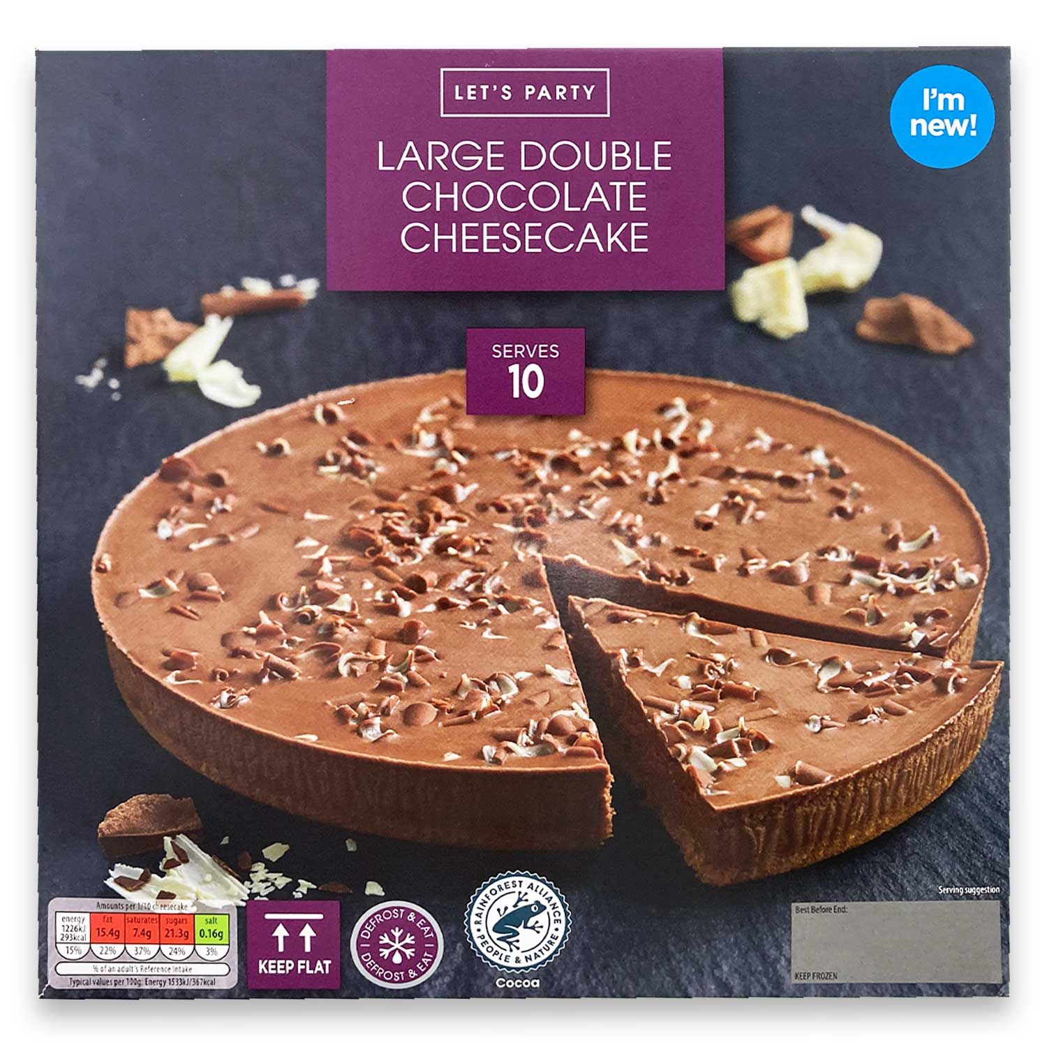 Large Double Chocolate Cheesecake 800g Let's Party | ALDI.IE